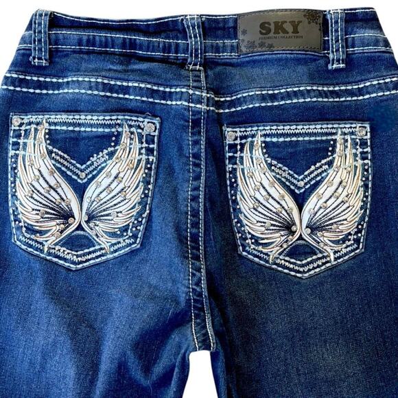 Y2K ANGEL WINGS FLARE JEANS CROCHET‎ SWEATER DRESSES BUNDLE M/L - Picture 3 of 8